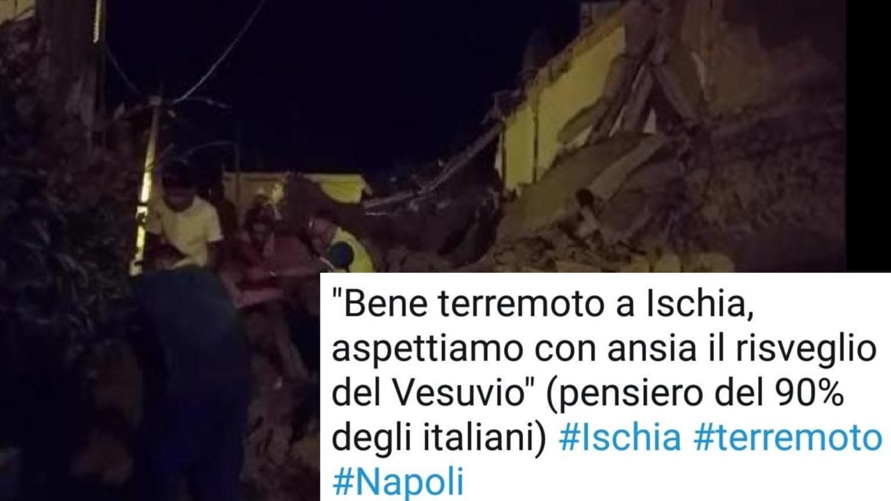 Frasi shock sui social per il terremoto a Ischia: "Speriamo si svegli il Vesuvio"