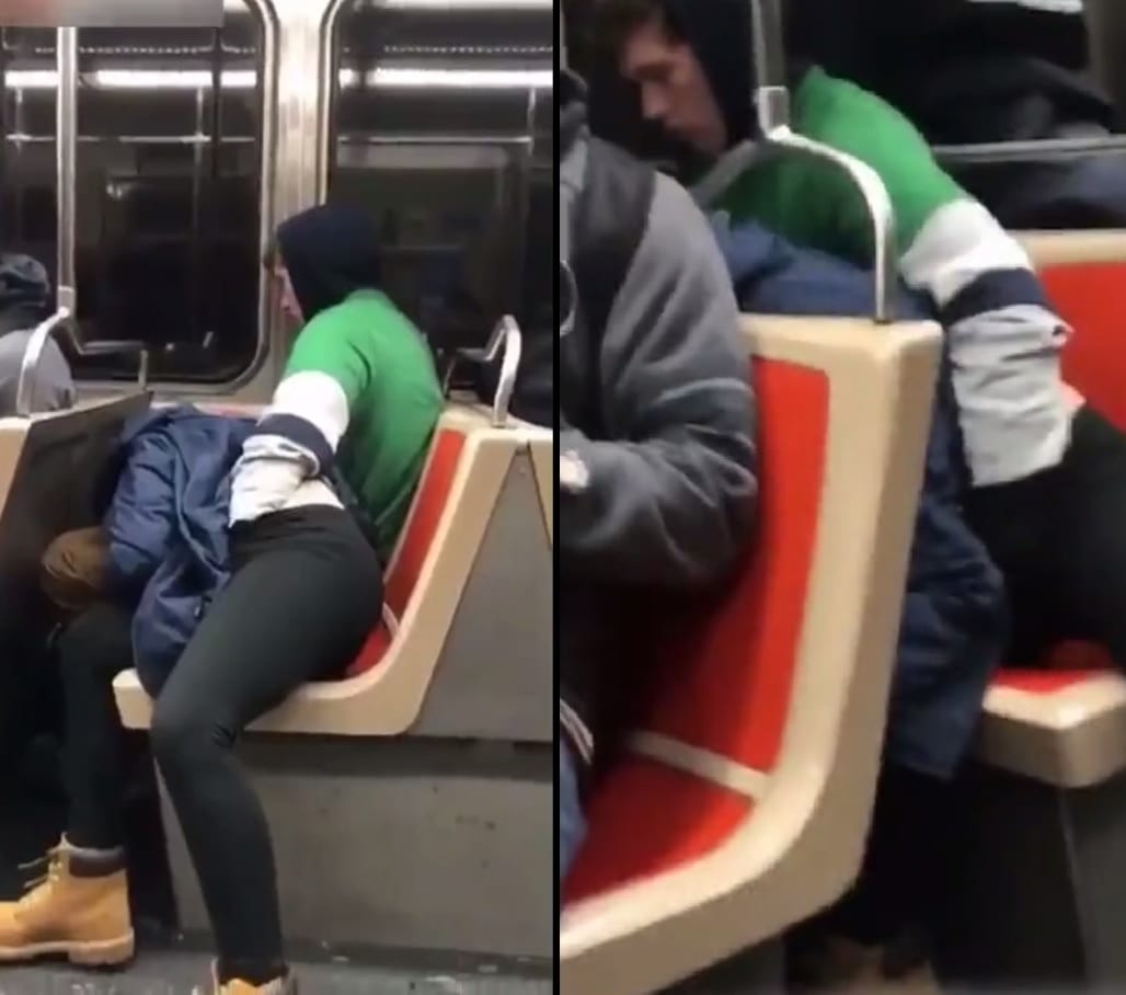Coppia si intrattiene durante il viaggio in treno facendo sesso orale davanti a tutti [VIDEO]