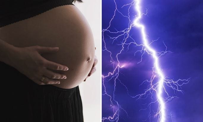 Donna incinta colpita da un fulmine