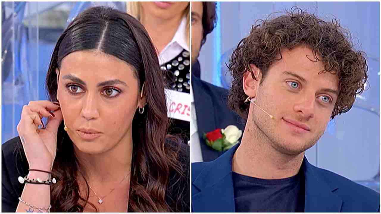 Alice Barisciani e Federico Nicotera al centro dello studio di Uomini e Donne durante un confronto (screenshot WittyTv) - Velvetgossip