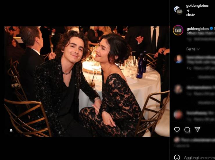 Golden Globe, Thimothee Chalamet e Kyli Jenner