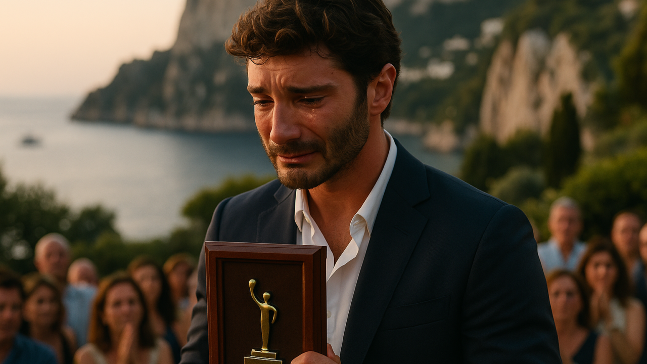 Stefano De Martino ritira il premio intitolato a suo padre Enrico: il discorso emozionante