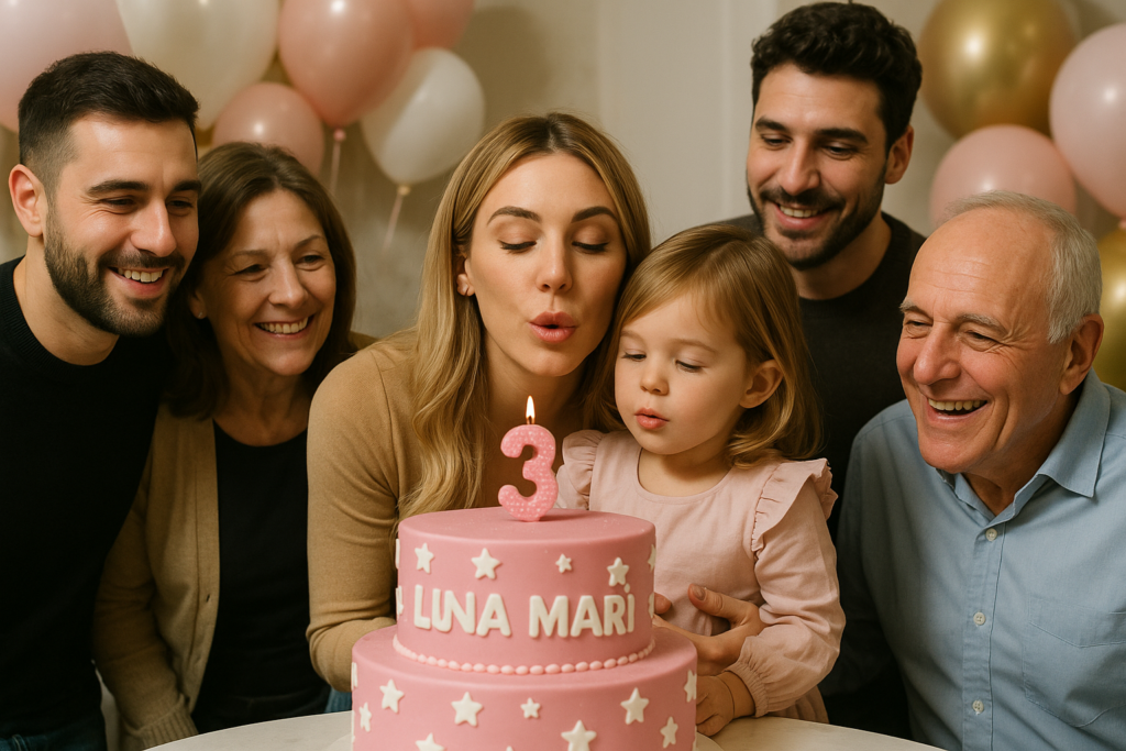 Belen Rodriguez, festa di compleanno per Luna Marì con Stefano De Martino e Antonino Spinalbese