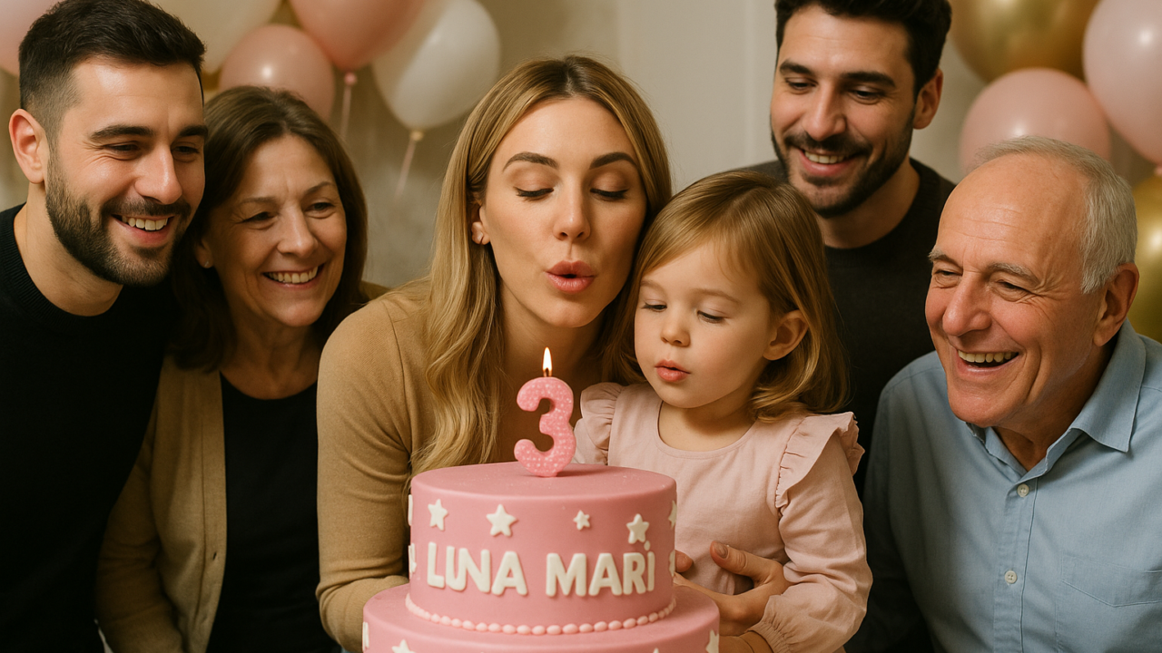 Belen Rodriguez, festa di compleanno per Luna Marì con Stefano De Martino e Antonino Spinalbese