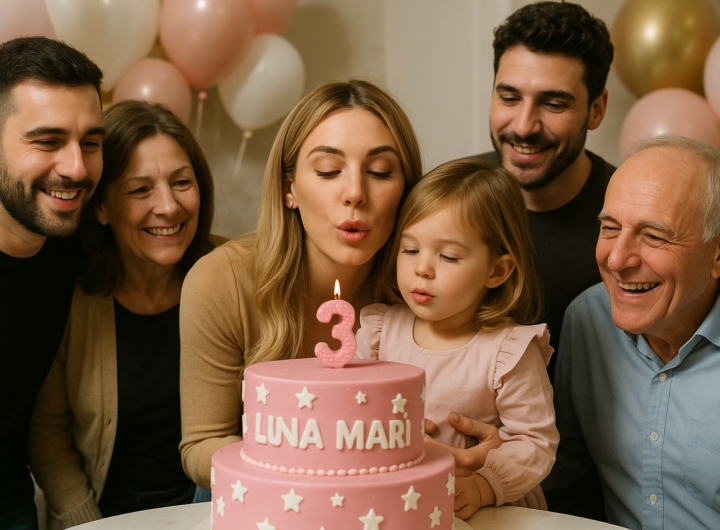 Belen Rodriguez, festa di compleanno per Luna Marì con Stefano De Martino e Antonino Spinalbese