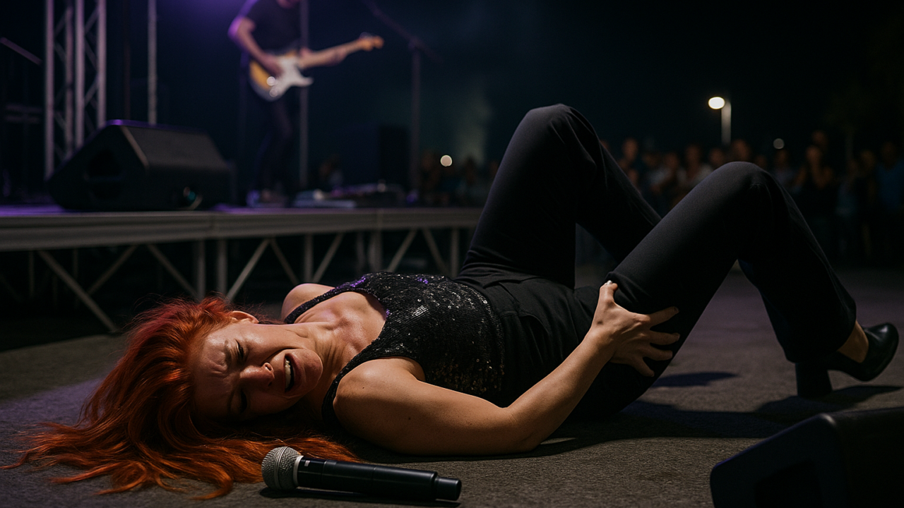 Noemi cade dal palco durante il concerto a San Salvo Marina: finisce in ospedale
