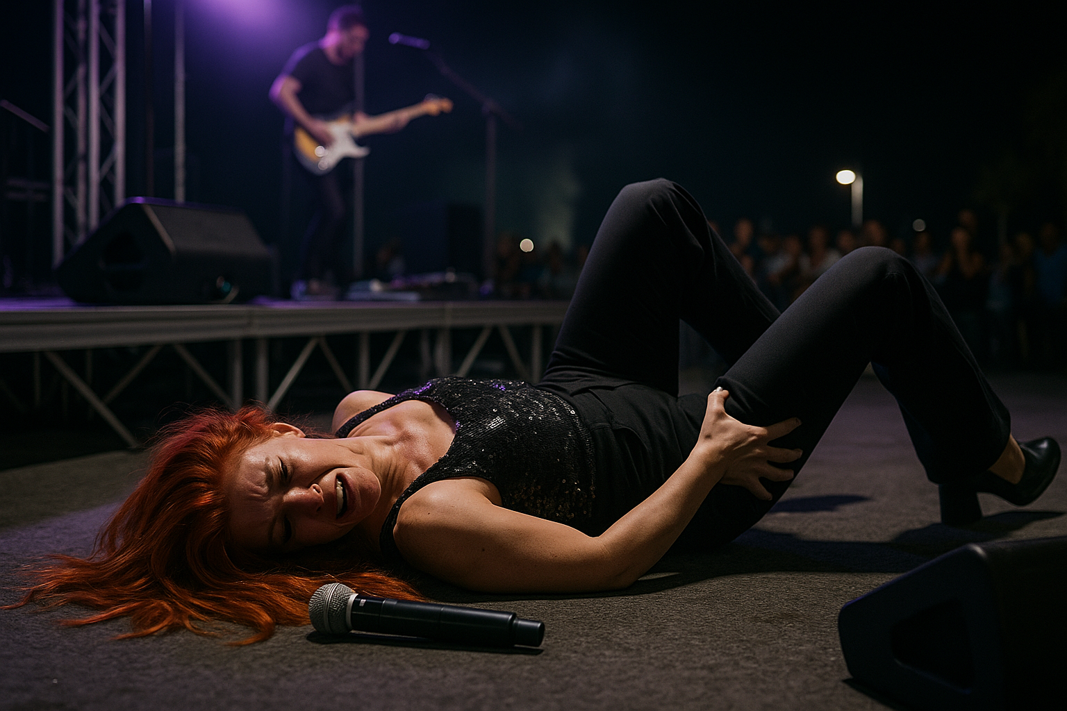 Noemi cade dal palco durante il concerto a San Salvo Marina: finisce in ospedale