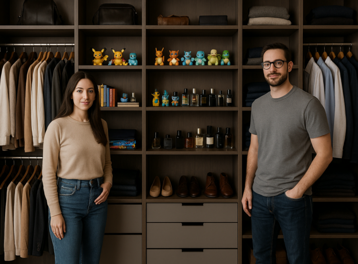 La cabina armadio di Veronica Peparini e Andreas Muller: tra profumi e carte Pokémon
