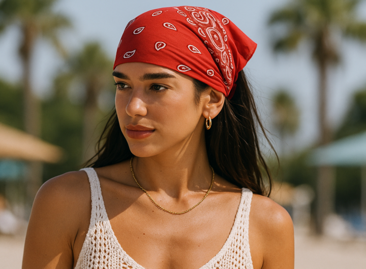 Dua Lipa rilancia la bandana come accessorio estivo 2026: come indossarla come una regina