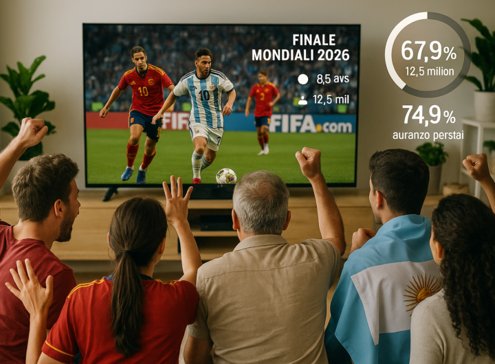 Ascolti Mondiali 2026: la finale Spagna-Argentina domina con 67.9% e 12,5 milioni di spettatori