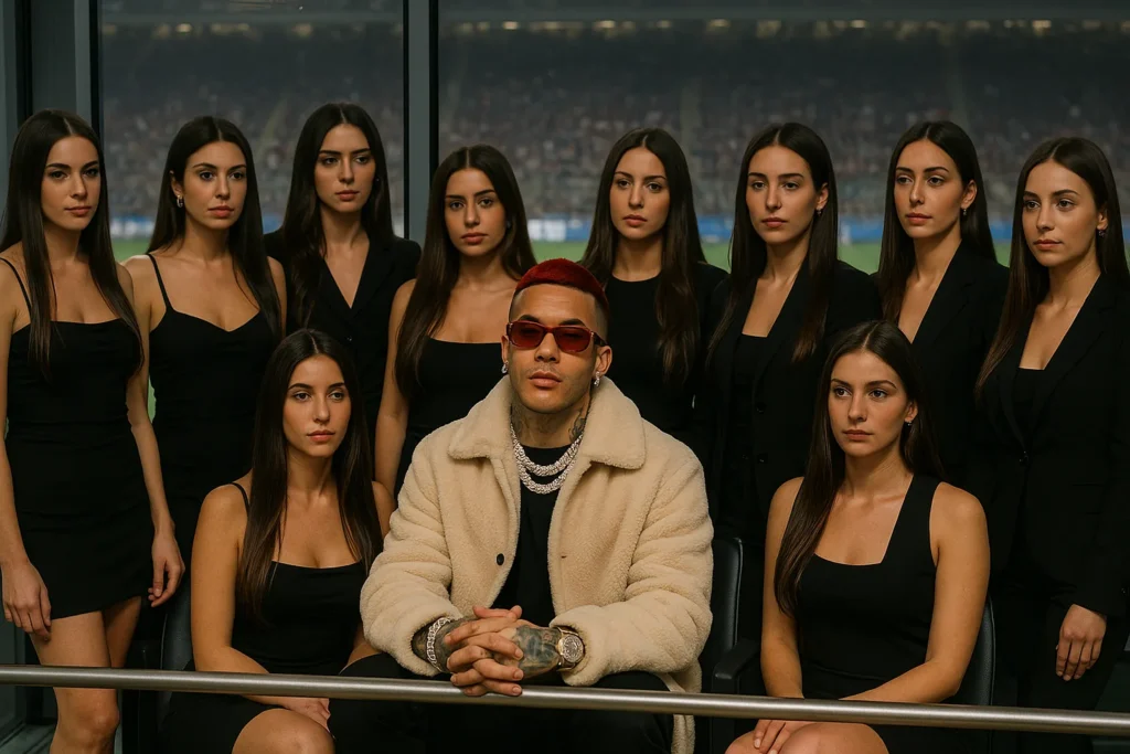 Sfera Ebbasta allo stadio con dieci ragazze: «Solo lavoro», scoppia la polemica