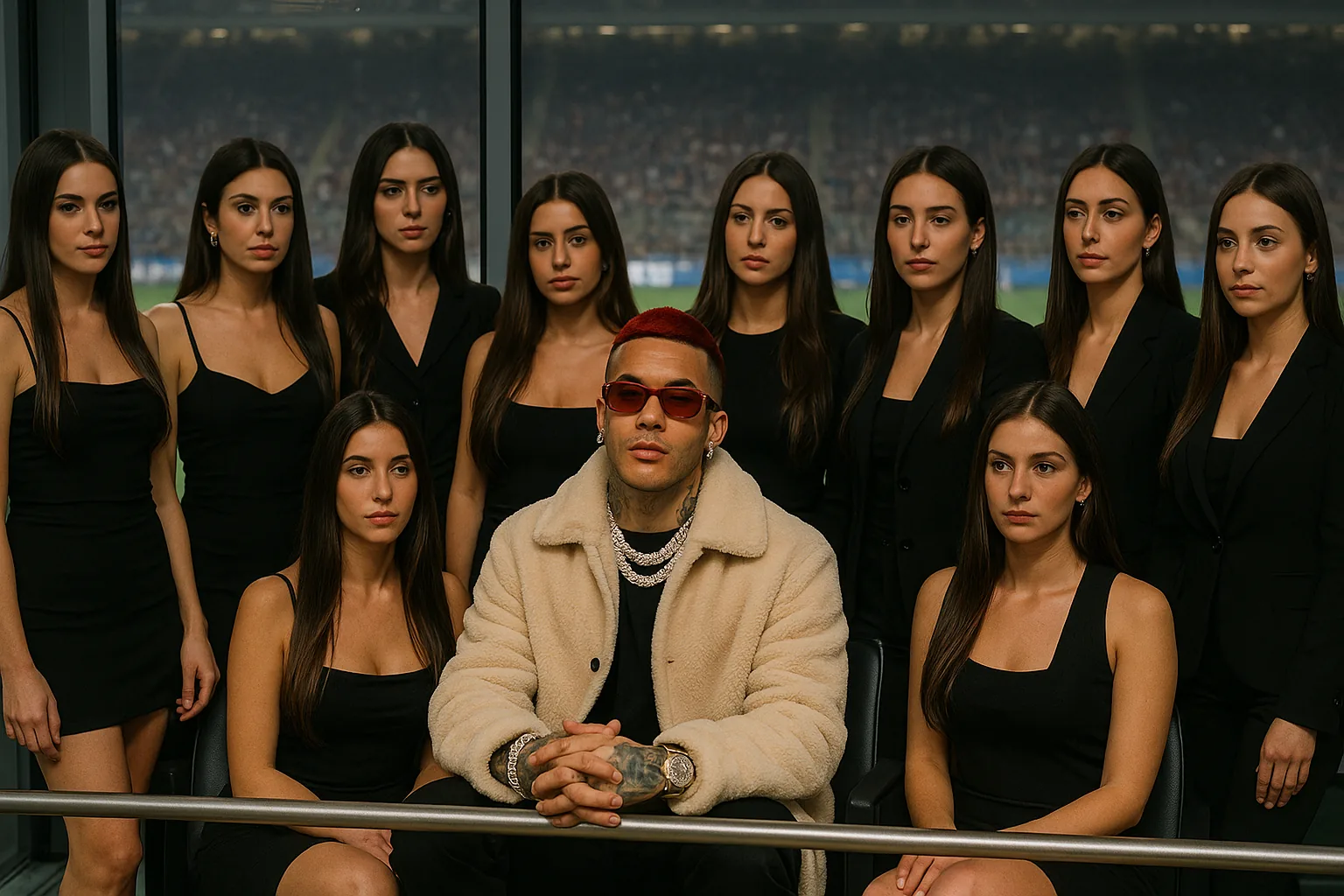 Sfera Ebbasta allo stadio con dieci ragazze: «Solo lavoro», scoppia la polemica